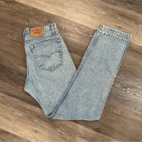 LEVI'S 550 34 x 34 VINTAGE Y2K 80s ACID WASH JEANS HIGH WAIST STRAIGHT LEG JEAN - Picture 4 of 12